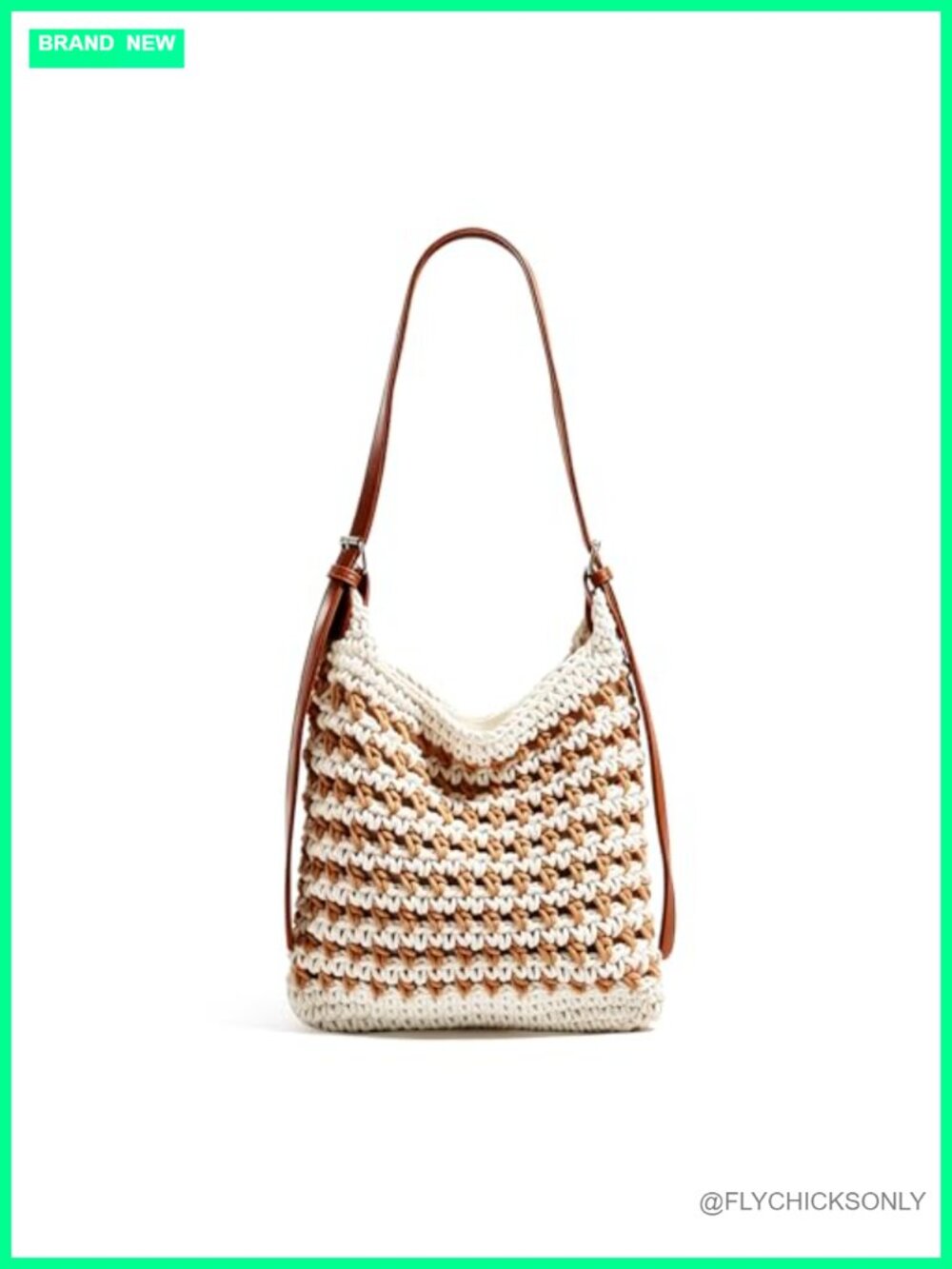 Crochet Beach Shoulder Bag Woven Crossbody Tote Summer Vacation Handbag